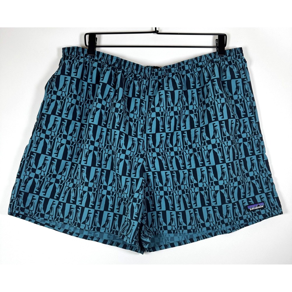 Patagonia Baggies Shorts Mens XXL Blue Black Abstract Lined Swim Trunks Outdoor